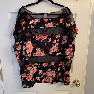 Torrid Cap Sleeve Mesh Floral Top